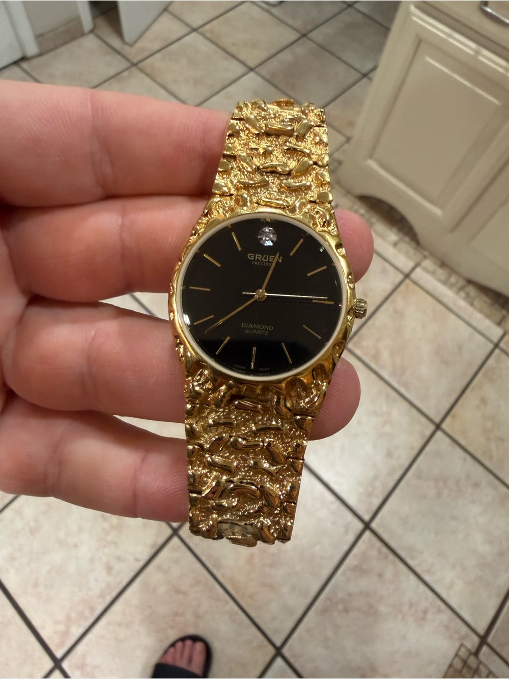 Men’s Gold-Tone Black Dial Dress Watch